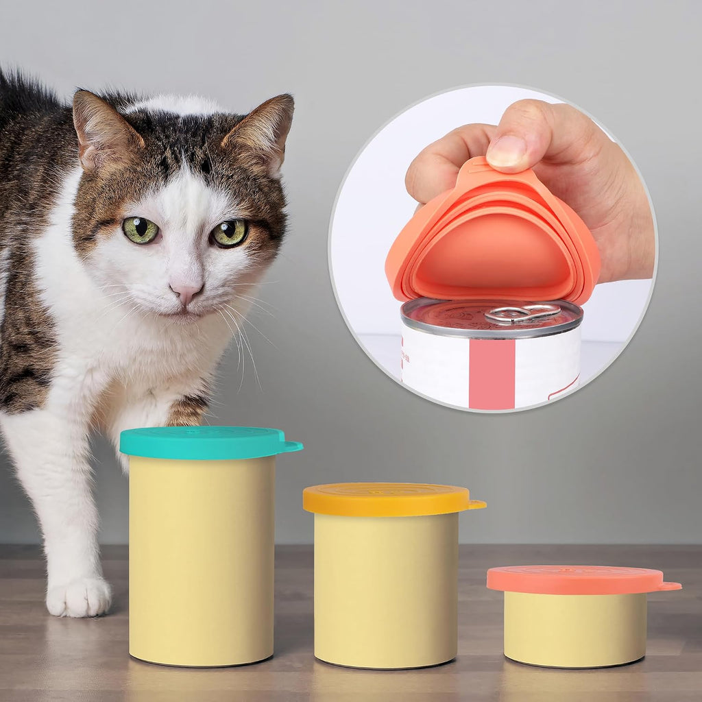 Silicone Pet Food Can Covers - Airtight Lids for Dog & Cat Wet Food Storage, Bone Appetit Food Savers for Freshness (Variety Mix 3 Pack)