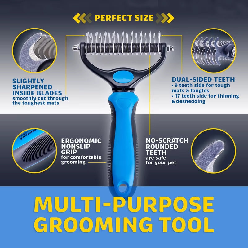 Pet Fur Knot Cutter Dog Grooming Shedding Tools Pet Cat Hair Removal Comb Brush Double Sided Pet Products