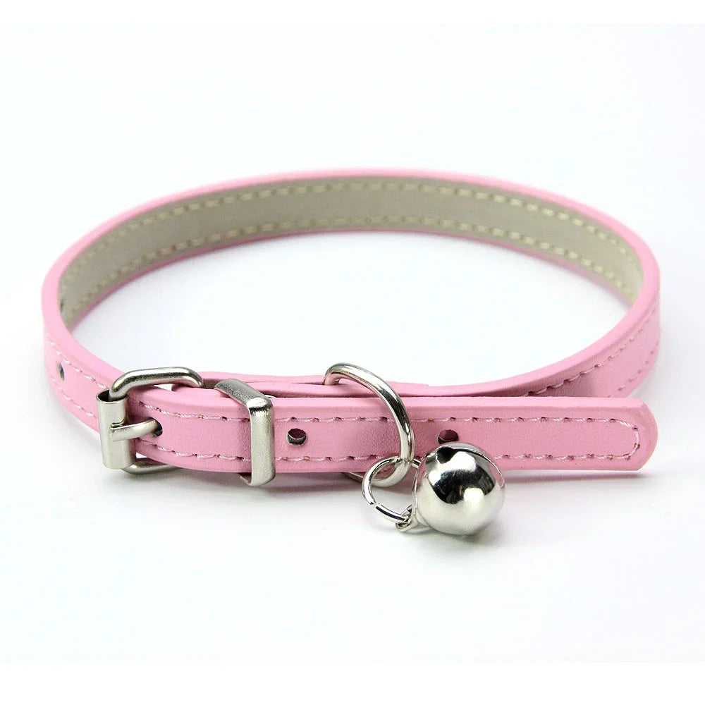 Cute Leather Cat Collar with Bell Safety Puppy Necklace Collars for Cat Small Dog Kitten Chihuahua Accessories Pet Products