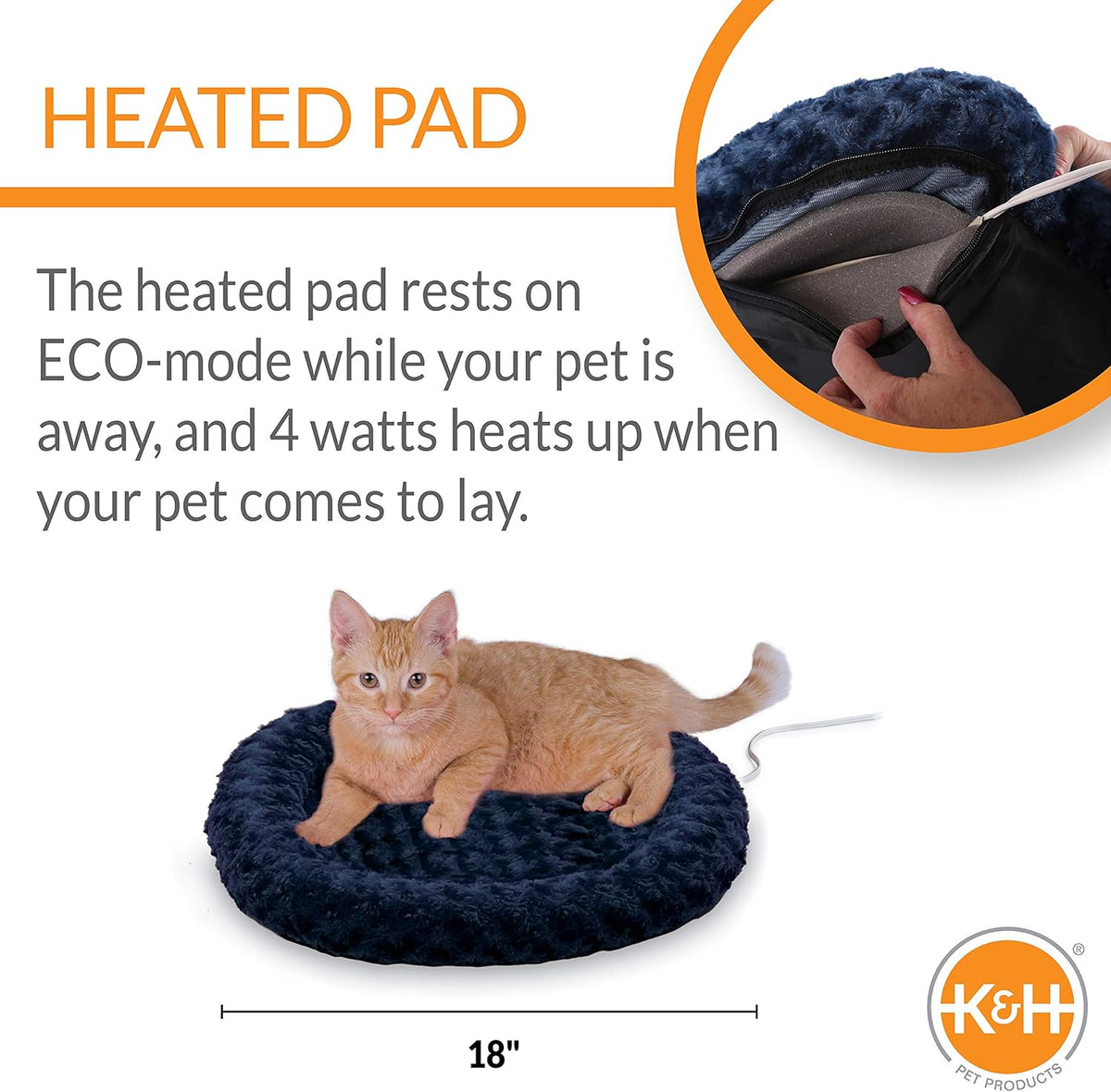 K&H Heated Cat Bed, Thermo-Kitty Fashion Splash Indoor, Safety Listed