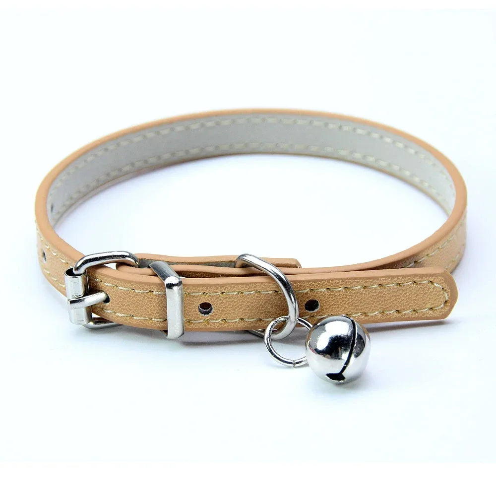 Cute Leather Cat Collar with Bell Safety Puppy Necklace Collars for Cat Small Dog Kitten Chihuahua Accessories Pet Products