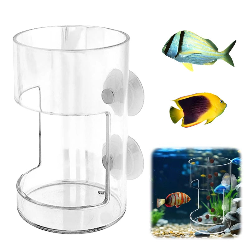 Fish Feeder for Aquarium 2025 New Fish Tank Dish Tray with Suction Cup Acrylic Fish Feeding Tube Fish Food Holder