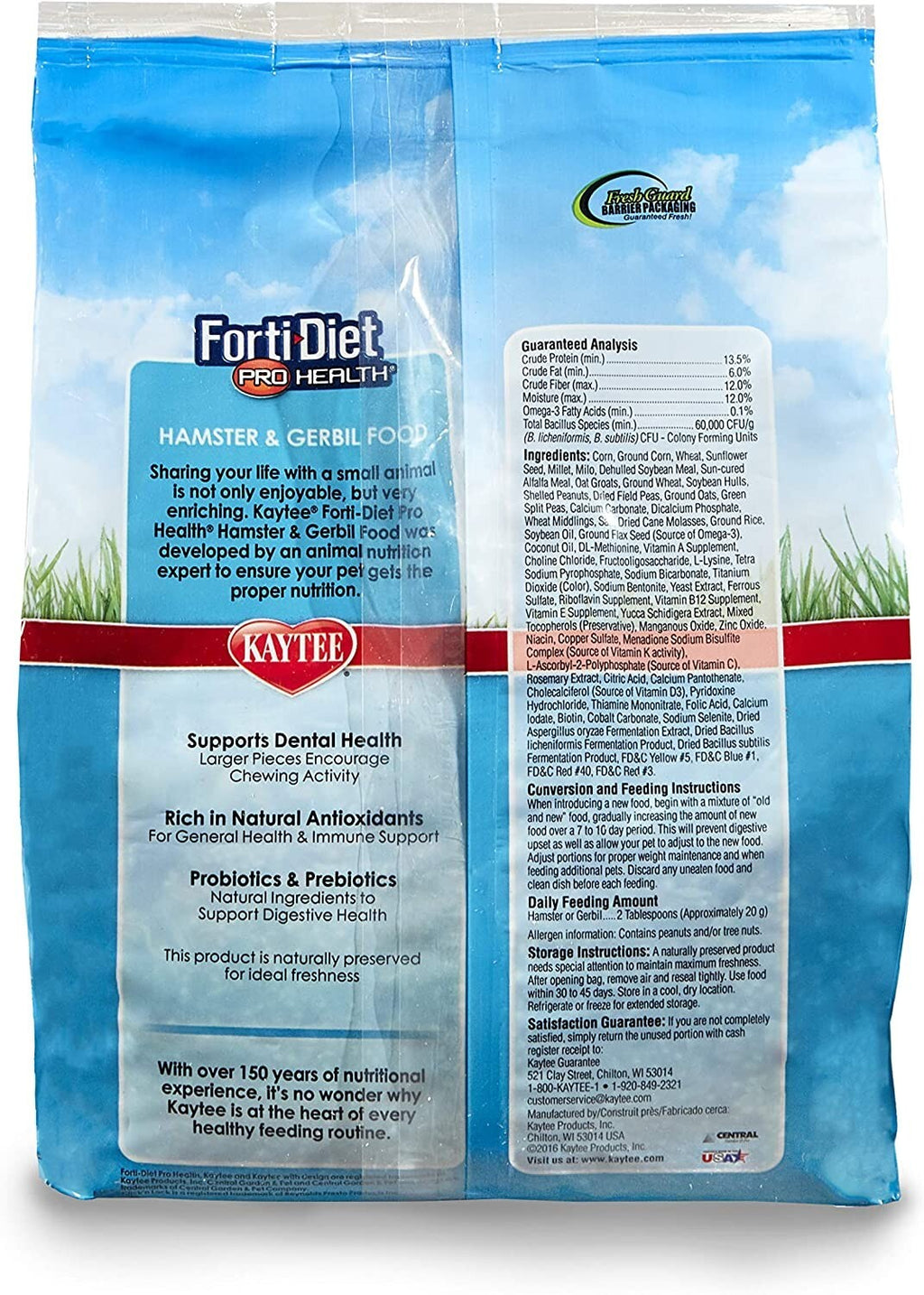 Kaytee Forti Diet Pro Health Hamster and Gerbil Food, Crunchy Treat, 3 Lbs