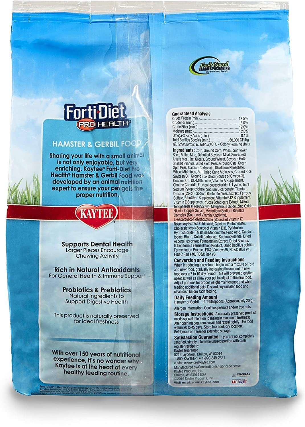 Kaytee Forti Diet Pro Health Hamster and Gerbil Food, Crunchy Treat, 3 Lbs