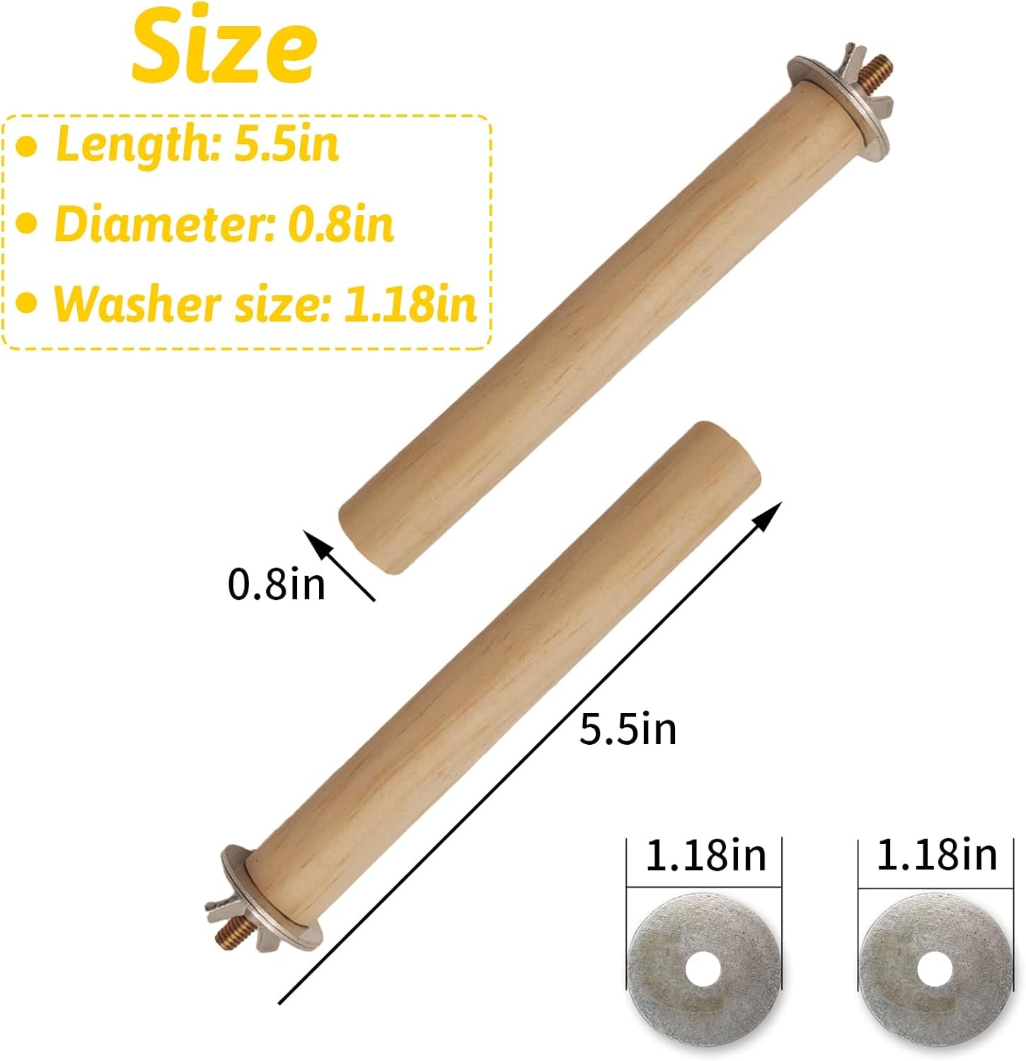 Bird Perch for Cage Parakeet Stand Natural Wood Parrot Stick 5PCS