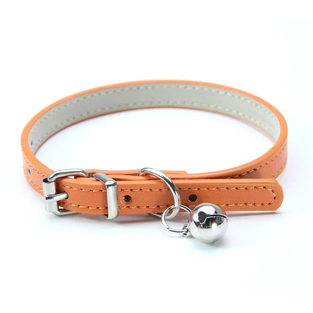 Cute Leather Cat Collar with Bell Safety Puppy Necklace Collars for Cat Small Dog Kitten Chihuahua Accessories Pet Products