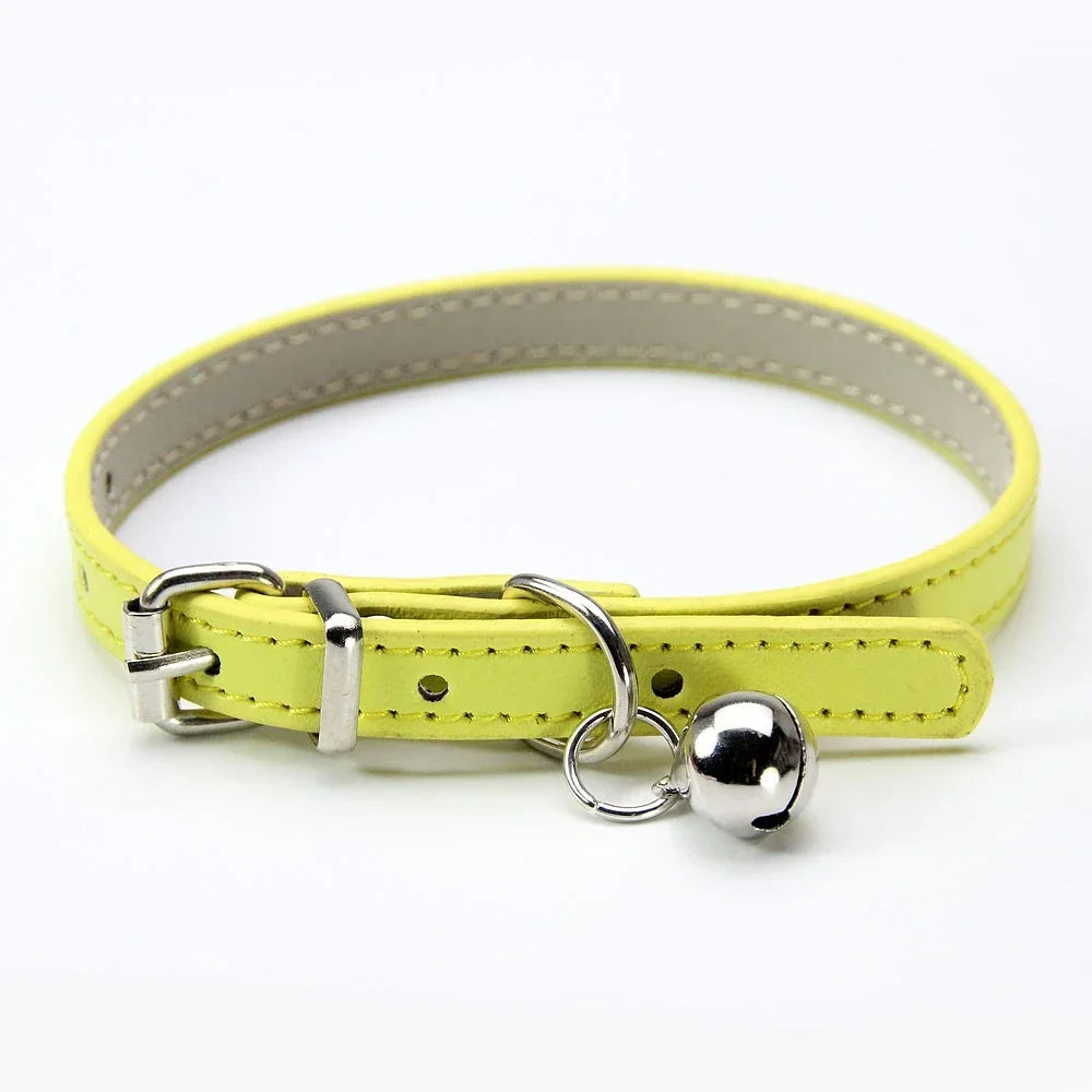 Cute Leather Cat Collar with Bell Safety Puppy Necklace Collars for Cat Small Dog Kitten Chihuahua Accessories Pet Products