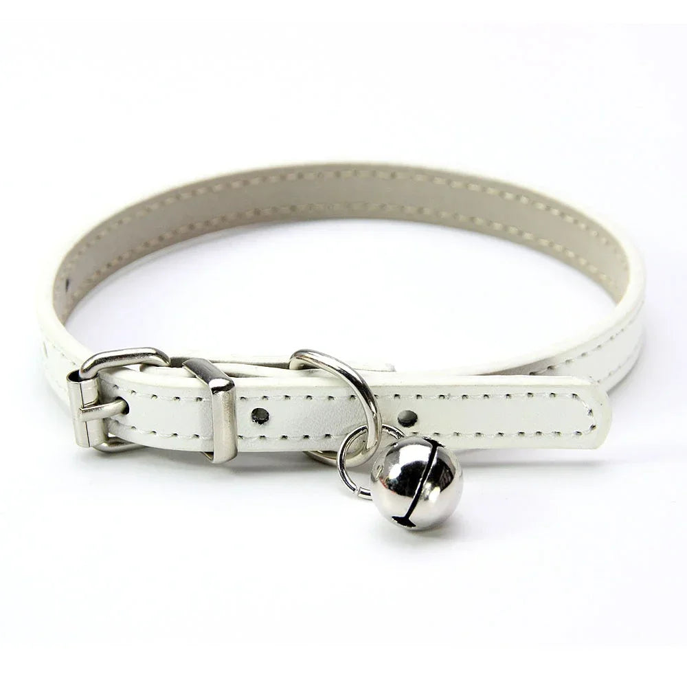 Cute Leather Cat Collar with Bell Safety Puppy Necklace Collars for Cat Small Dog Kitten Chihuahua Accessories Pet Products