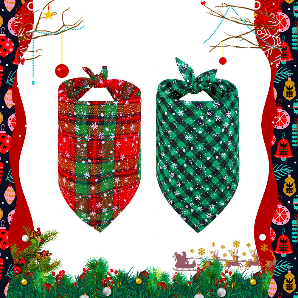 50Pcs Christmas Dog Bandana Puppy Accessories Cotton Pet Dog Cat Bandanas Scarf Dogs Accessores for Samll Dog Grooming Products