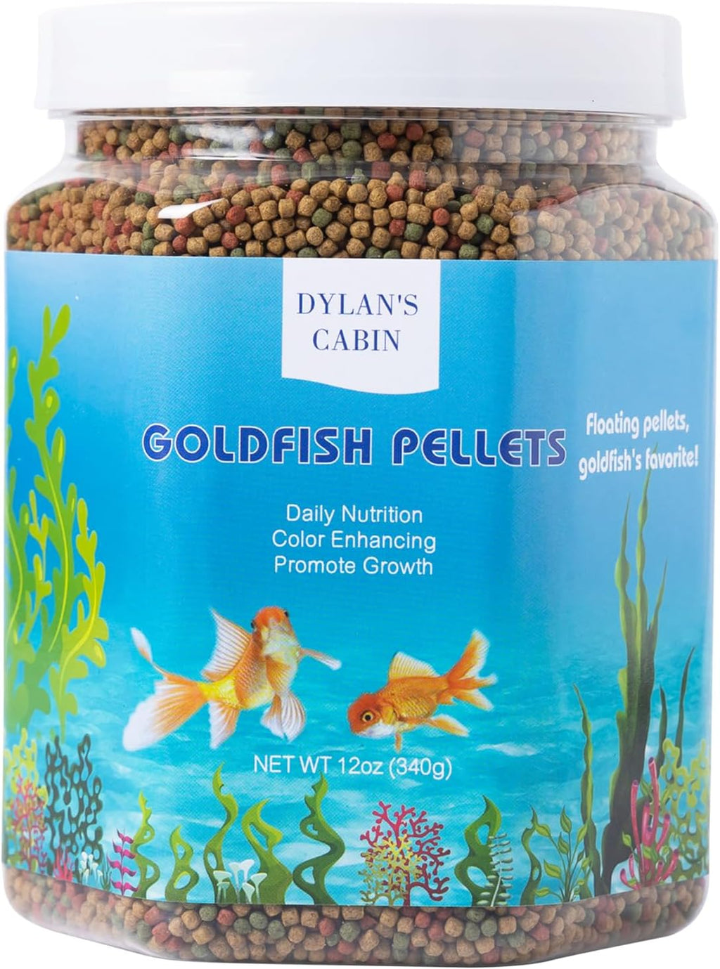 Floating Goldfish Food Pellets 12Oz - Pond Fish Food Growth Formula with Krill Spirulina Color Enhancing for Goldfish & Koi, Keep Clean Water