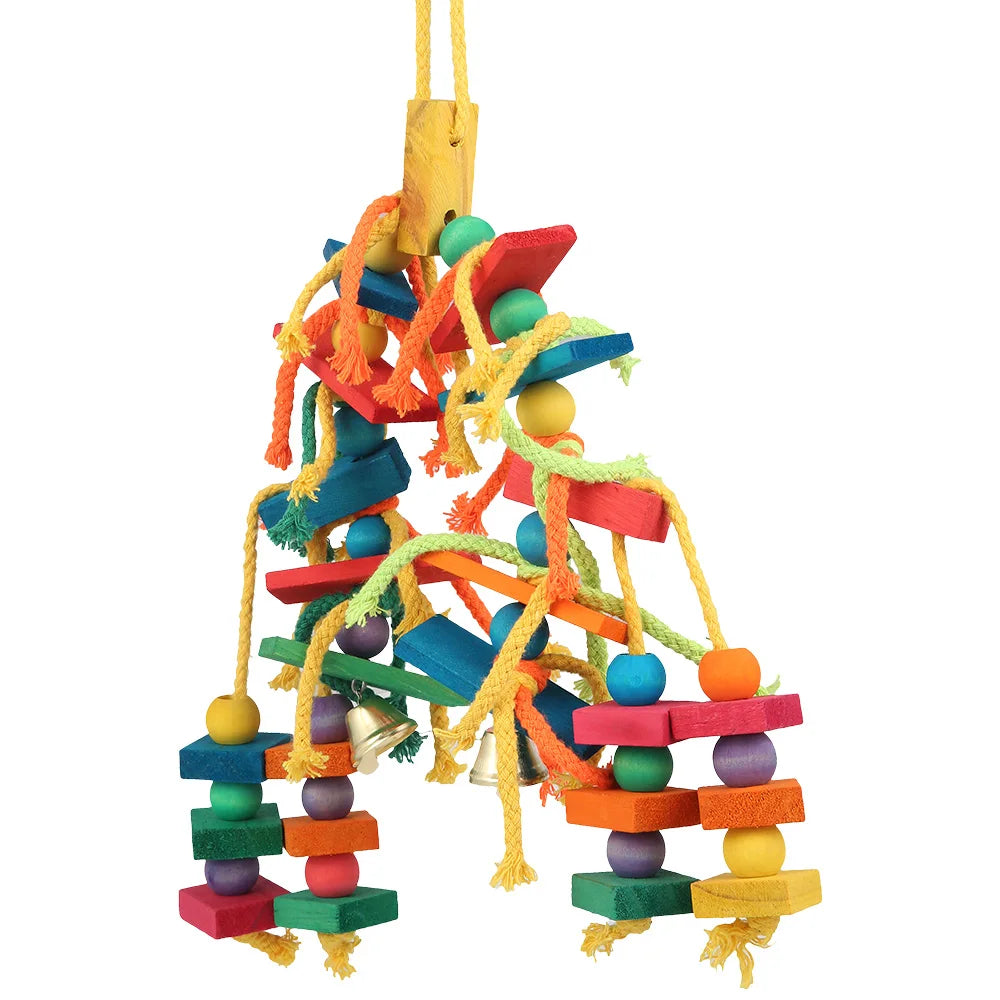 Wood Parrot Bird Toys Love Bird Cage Funny Training Bird Toys Cotton Rope Parrot Toy Bite Resistant Bird Tearing Toy Pet Product