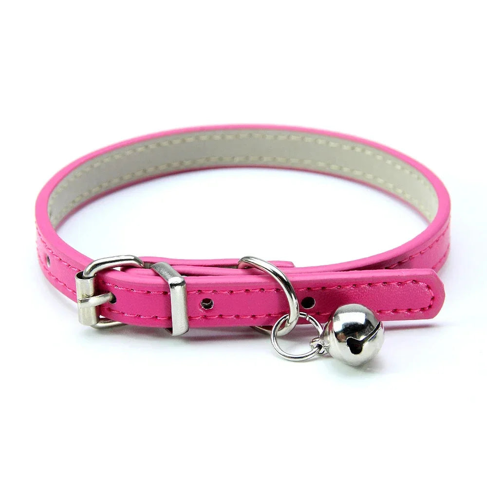 Cute Leather Cat Collar with Bell Safety Puppy Necklace Collars for Cat Small Dog Kitten Chihuahua Accessories Pet Products