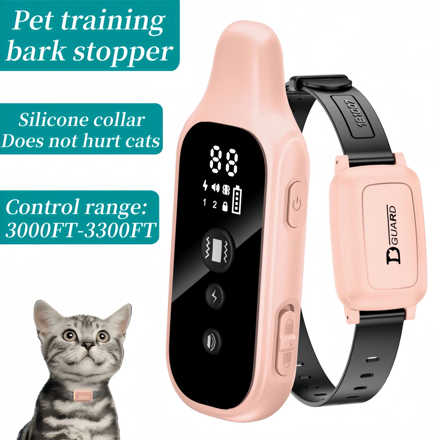 800Mm Cat Training Collar,Cat Shock Collar with Remote ,Cat Stop Meowing Collar, Cat Remote Control Collar Pet Products