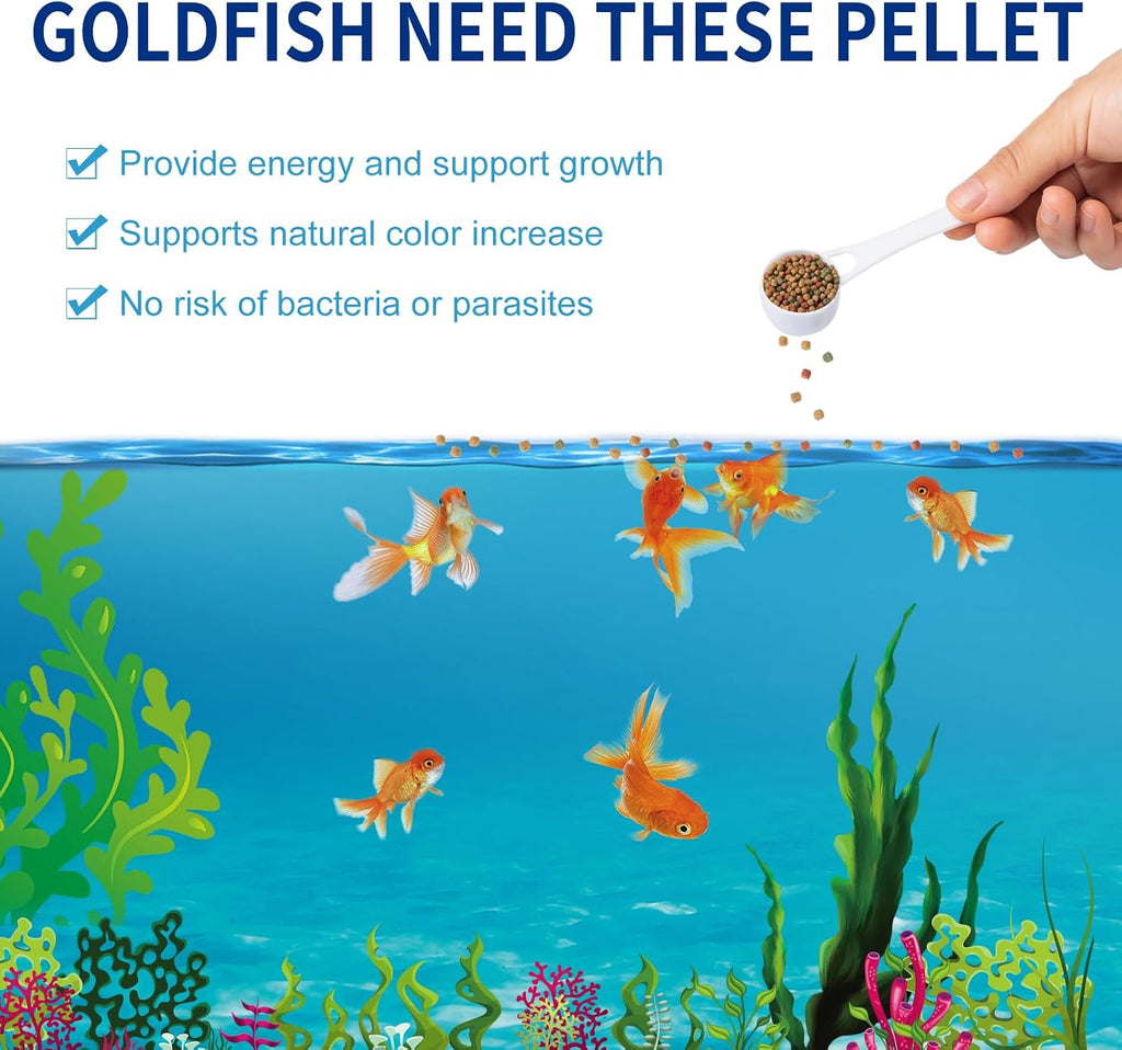 Floating Goldfish Food Pellets 12Oz - Pond Fish Food Growth Formula with Krill Spirulina Color Enhancing for Goldfish & Koi, Keep Clean Water