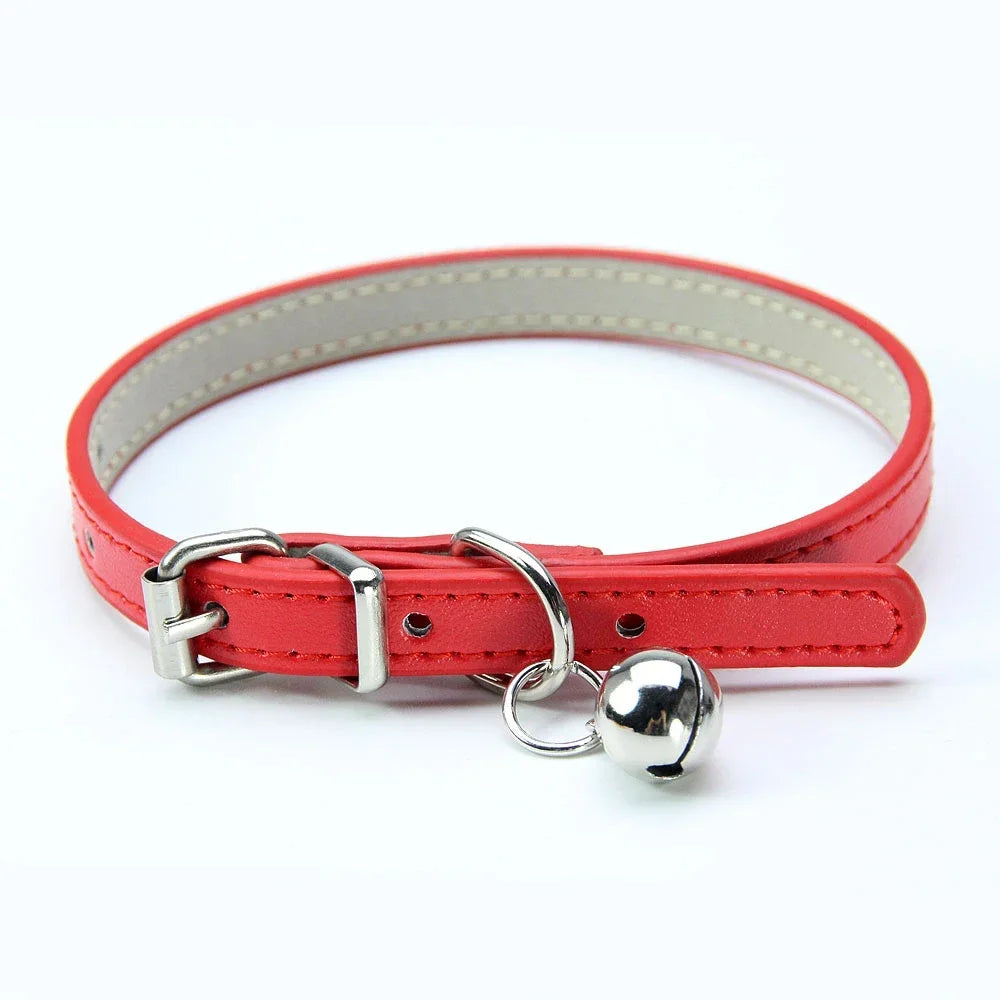 Cute Leather Cat Collar with Bell Safety Puppy Necklace Collars for Cat Small Dog Kitten Chihuahua Accessories Pet Products