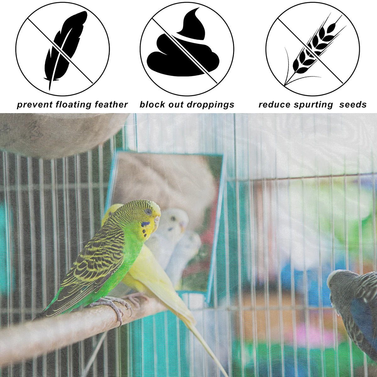 Universal Bird Cage Cover Shell Skirt Net Parrot Nylon Mesh Guard Net Cover Airy Cage Net Stretchy Skirt for round Square Cages