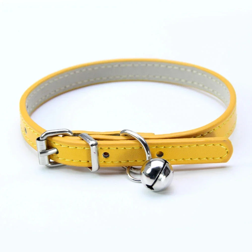 Cute Leather Cat Collar with Bell Safety Puppy Necklace Collars for Cat Small Dog Kitten Chihuahua Accessories Pet Products