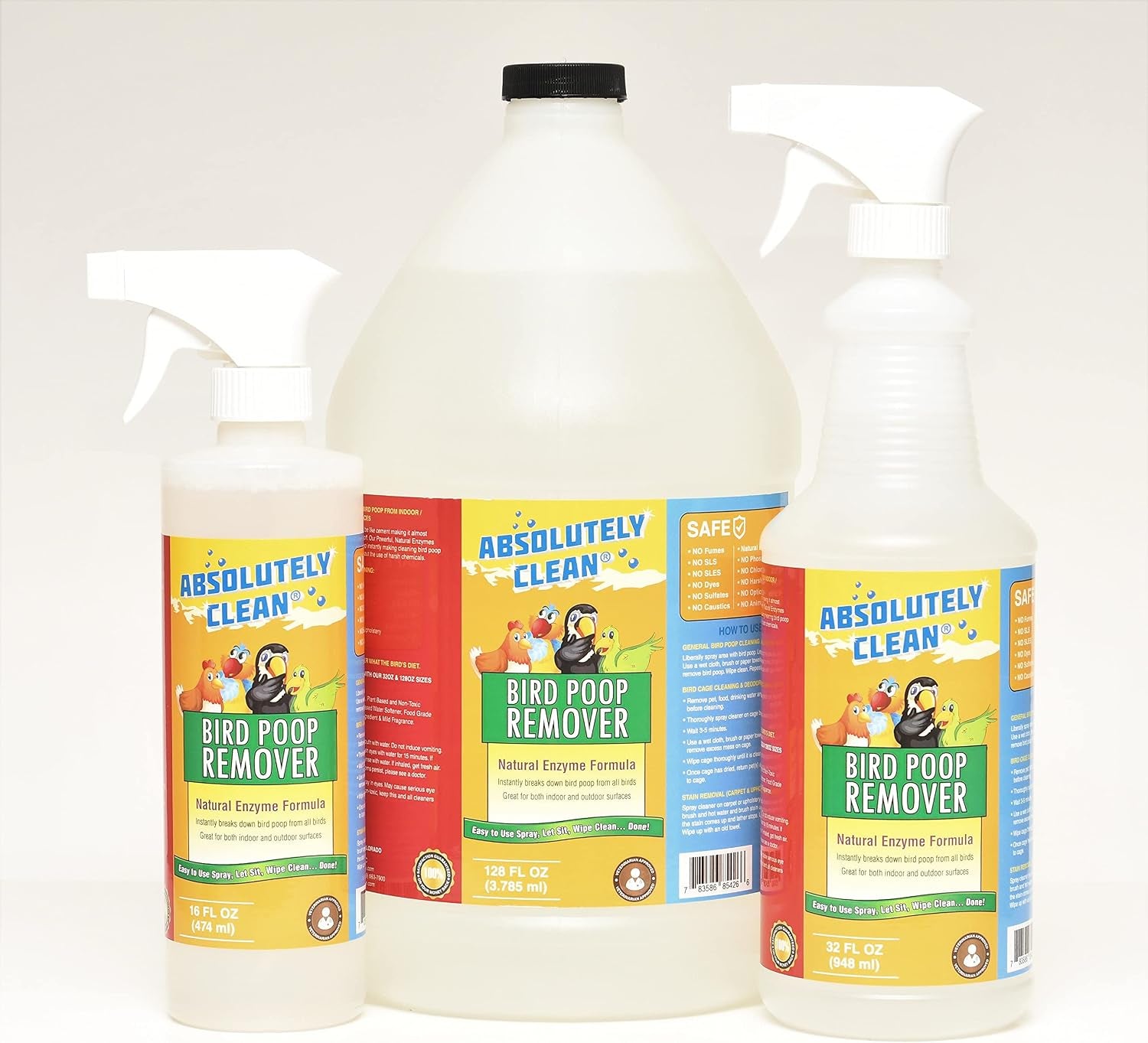 Amazing Bird Poop Remover - Just Spray/Wipe - Safely & Easily Removes Bird Messes - Use Indoor/Outdoor - Made in the USA