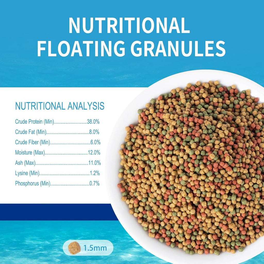 Floating Goldfish Food Pellets 12Oz - Pond Fish Food Growth Formula with Krill Spirulina Color Enhancing for Goldfish & Koi, Keep Clean Water