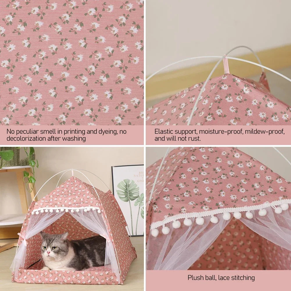 Foldable Pet Tent Bed House Cozy Products for Pet Accessories Nest Comfy Calming Cat Beds for Small Dogs Chihuahua Tent Hammock