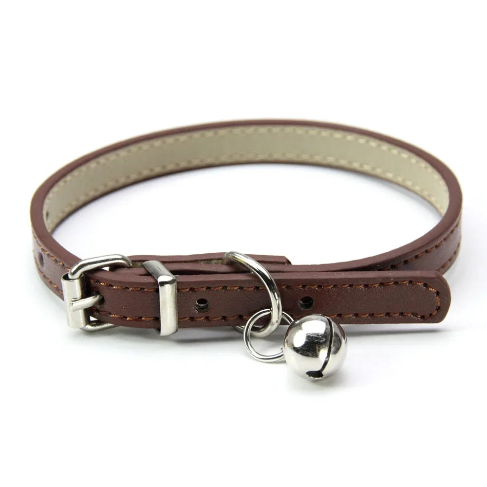 Cute Leather Cat Collar with Bell Safety Puppy Necklace Collars for Cat Small Dog Kitten Chihuahua Accessories Pet Products