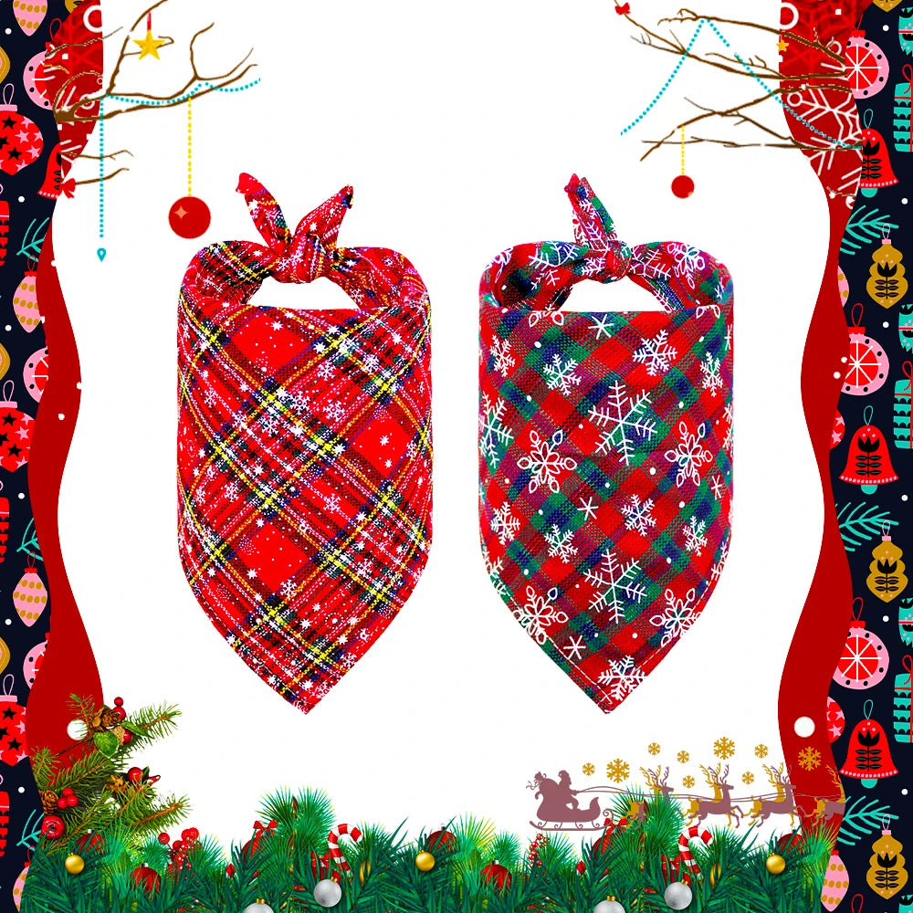 50Pcs Christmas Dog Bandana Puppy Accessories Cotton Pet Dog Cat Bandanas Scarf Dogs Accessores for Samll Dog Grooming Products
