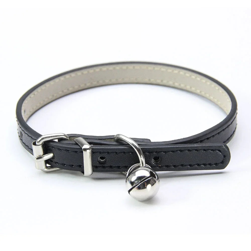 Cute Leather Cat Collar with Bell Safety Puppy Necklace Collars for Cat Small Dog Kitten Chihuahua Accessories Pet Products