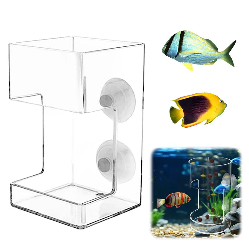 Fish Feeder for Aquarium 2025 New Fish Tank Dish Tray with Suction Cup Acrylic Fish Feeding Tube Fish Food Holder
