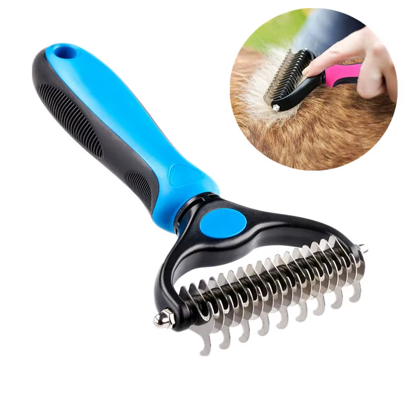 Pet Fur Knot Cutter Dog Grooming Shedding Tools Pet Cat Hair Removal Comb Brush Double Sided Pet Products