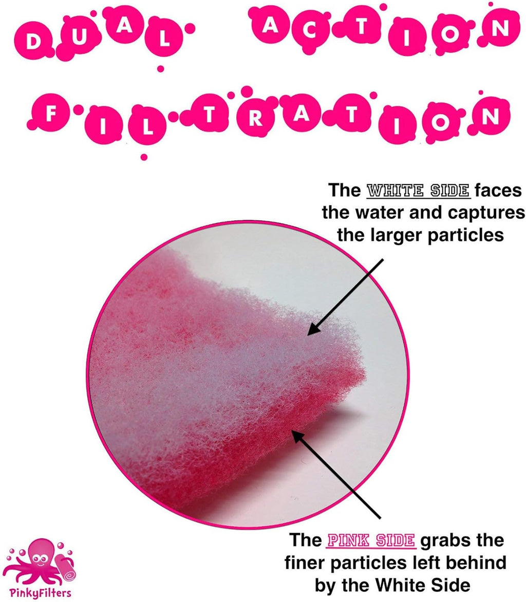 Pond & Aquarium Filter Media Pads for Saltwater and Freshwater | Premium Authentic Pinky Filter Floss for Fish Tanks and Ponds (12" X 120" - 3 Pack - 30 Feet Total)