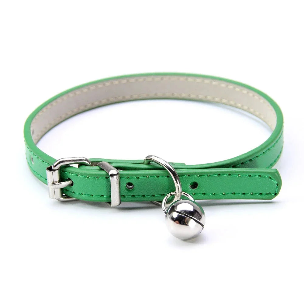 Cute Leather Cat Collar with Bell Safety Puppy Necklace Collars for Cat Small Dog Kitten Chihuahua Accessories Pet Products