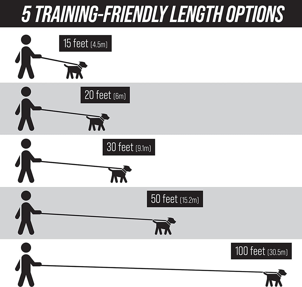 Long Trainer - 1 Inch Nylon Long Dog Training Leash with Storage Strap (50 Ft, Orange)