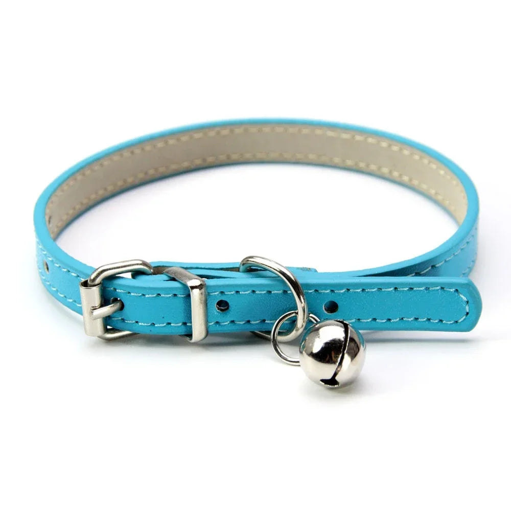 Cute Leather Cat Collar with Bell Safety Puppy Necklace Collars for Cat Small Dog Kitten Chihuahua Accessories Pet Products