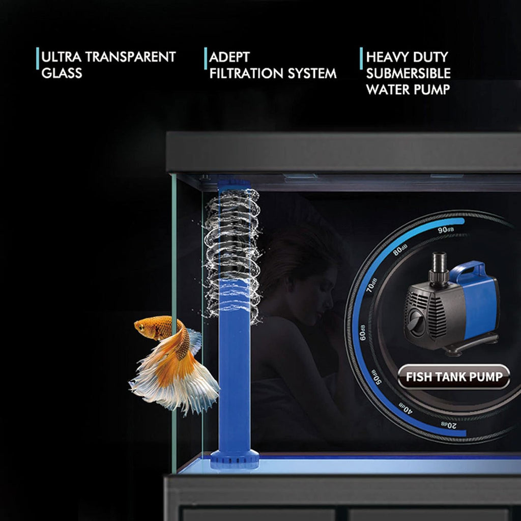 175 Gallon Glass Aquarium with Aluminum Cabinet - Including Sump for Filtration and Circulation, Plumbing, LED, White