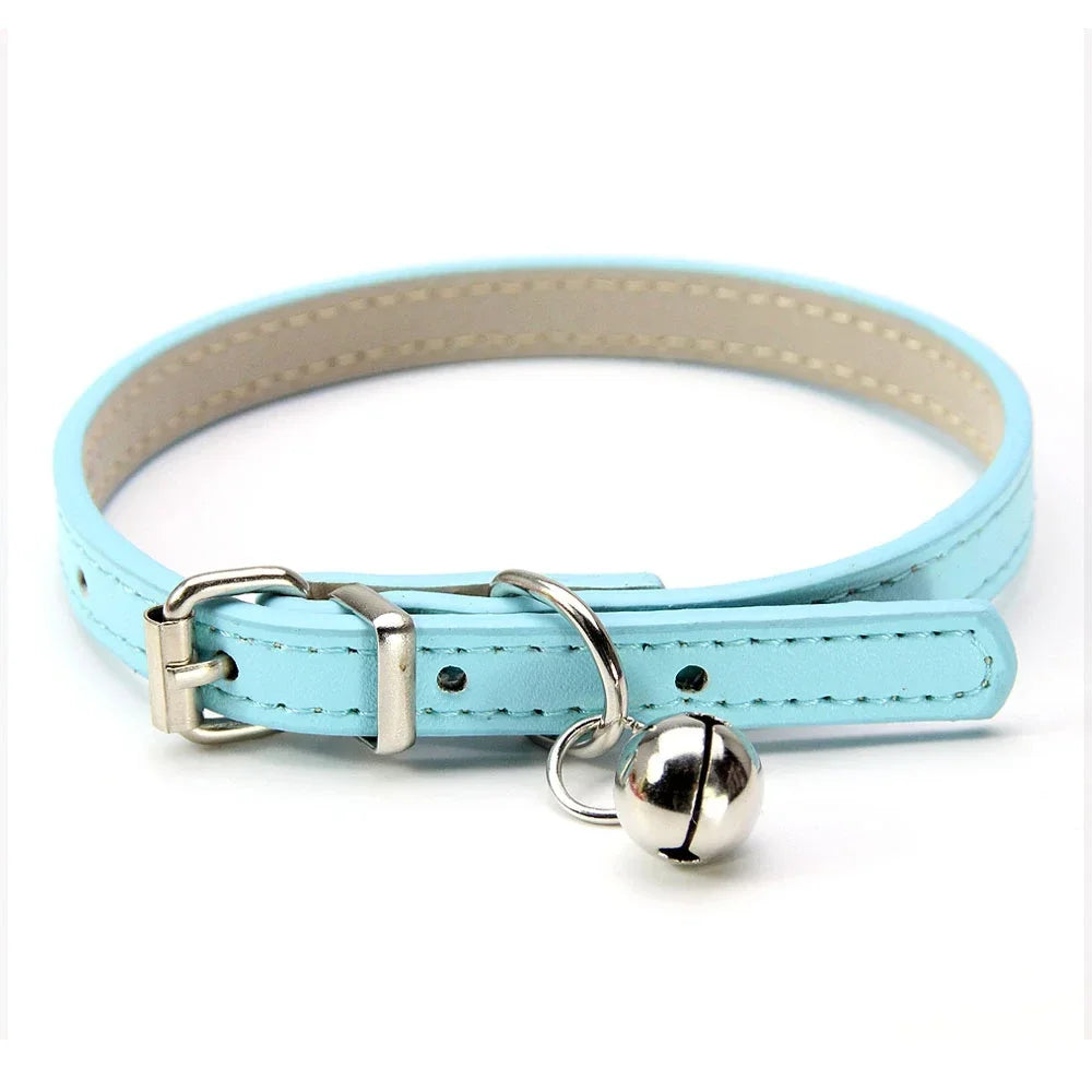 Cute Leather Cat Collar with Bell Safety Puppy Necklace Collars for Cat Small Dog Kitten Chihuahua Accessories Pet Products